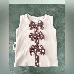 Maniere pink girls infant tank triple bows pattern top size 9 months